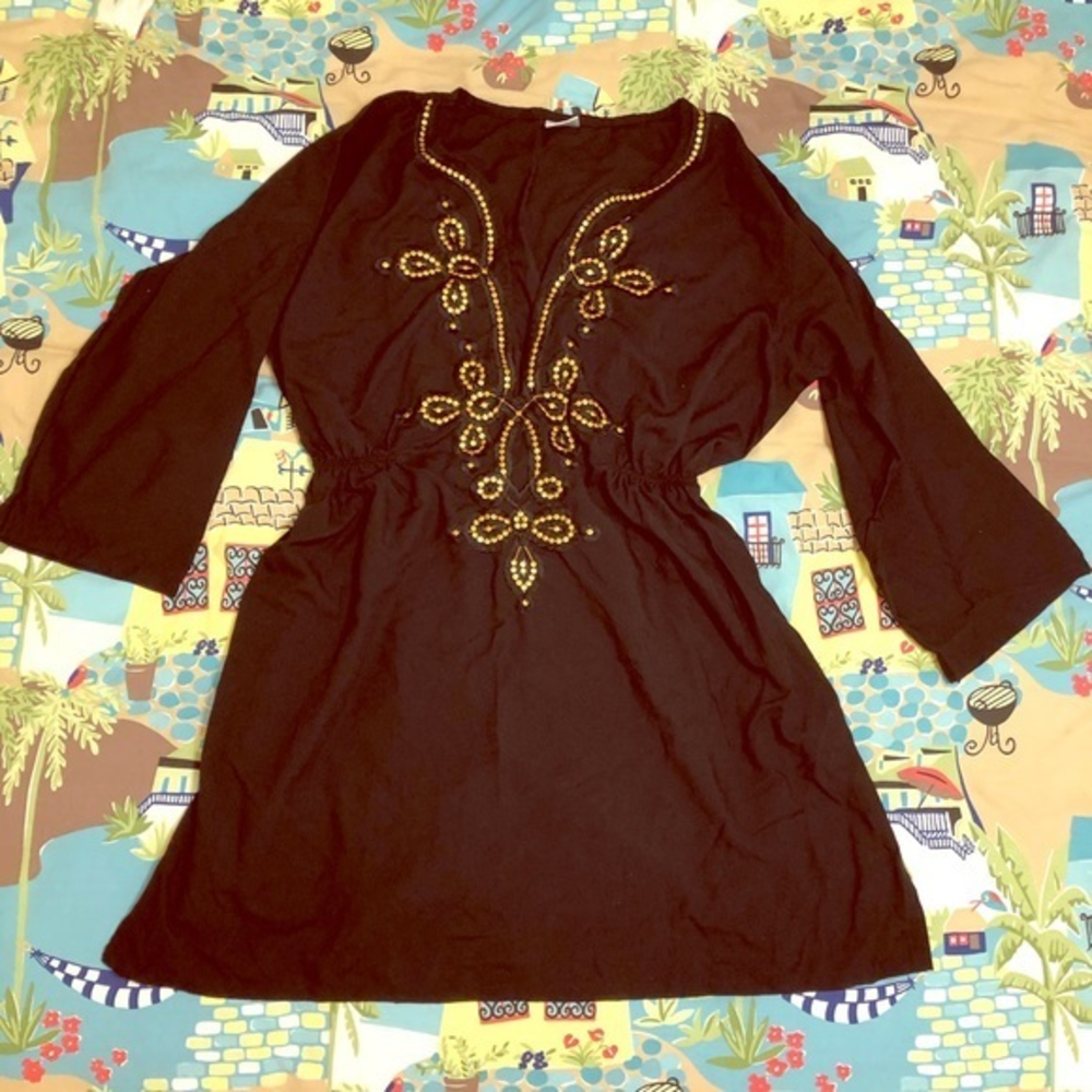Black & gold swim cover-up‎ one-size